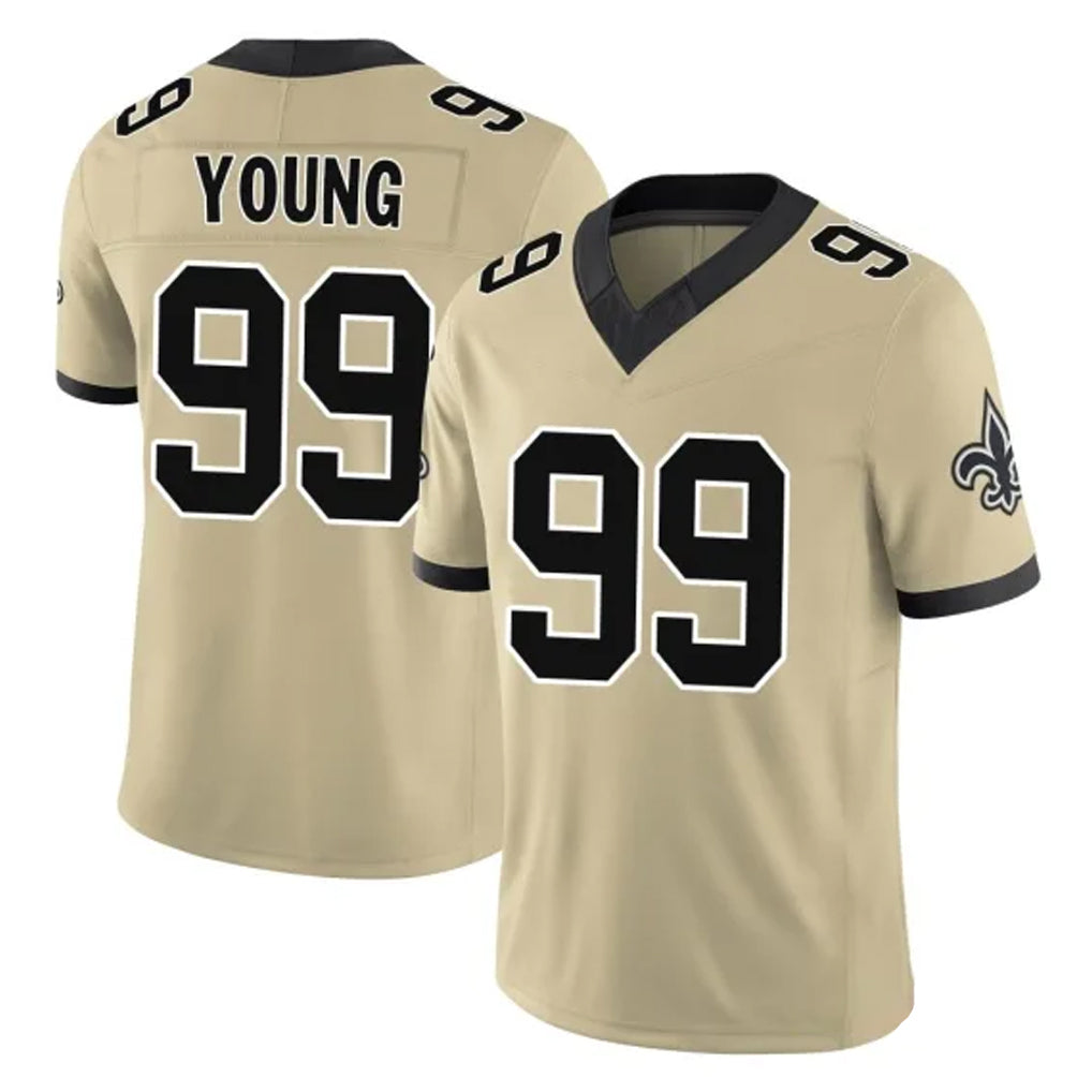 Punc NO.Saints #99 Chase Young Player Gold Limited Vapor F.U.S.E. Home Game Stitched Jerseys