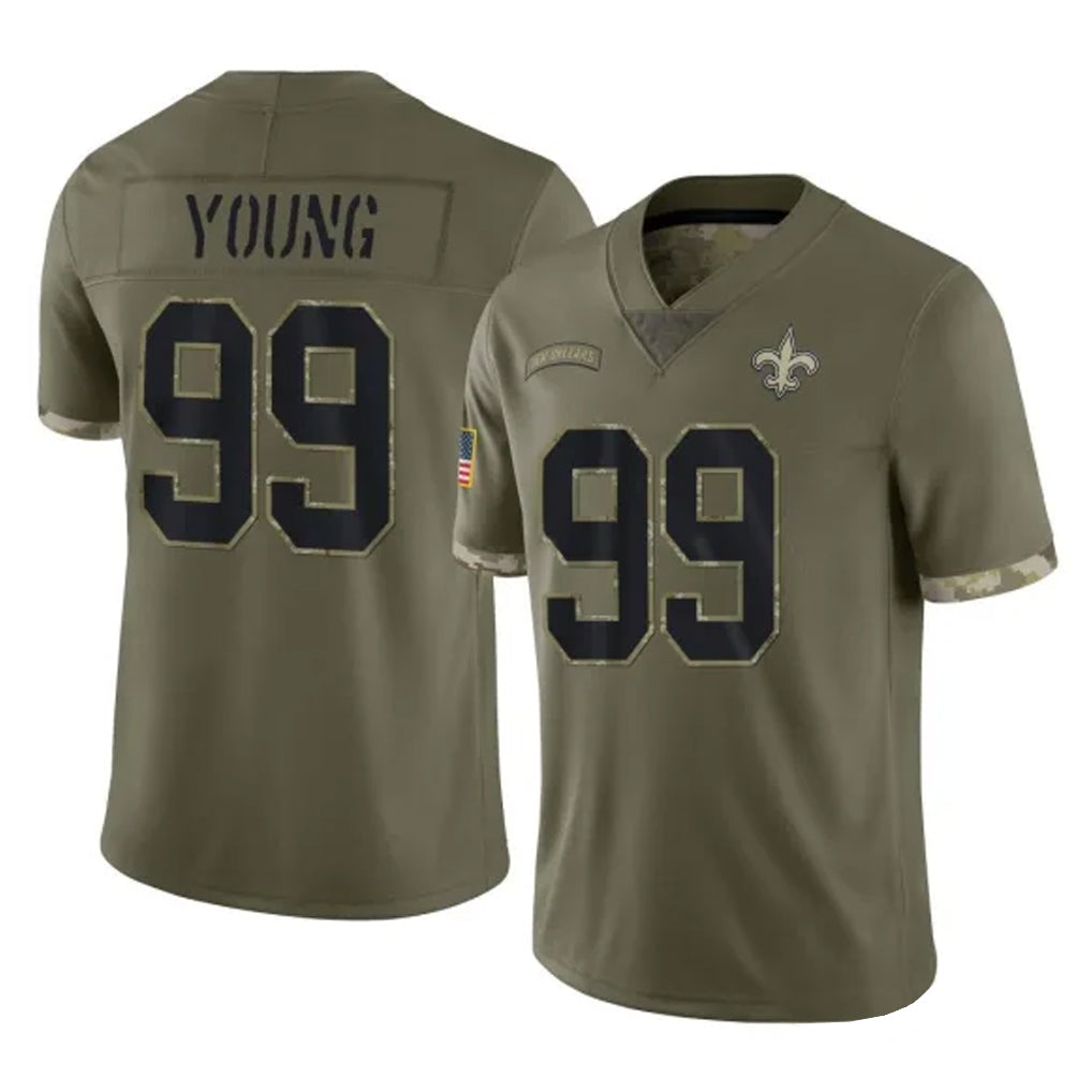 Punc NO.Saints #99 Chase Young Player Olive Salute To Service Limited Stitched Jerseys