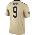 Punc NO.Saints #9 Drew Brees Gold Inverted Legend Stitched Jerseys
