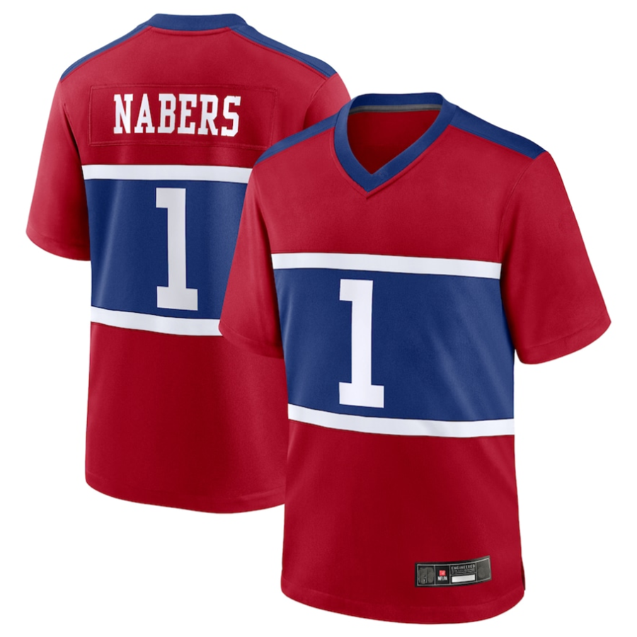 Punc NY.Giants Century #1 Malik Nabers Player Red Alternate Game Stitched Jerseys