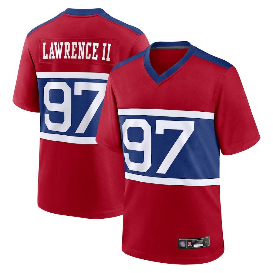 Punc NY.Giants Secondary Throwback Alternate Jerseys - Red - #97 Dexter Lawrence II Player