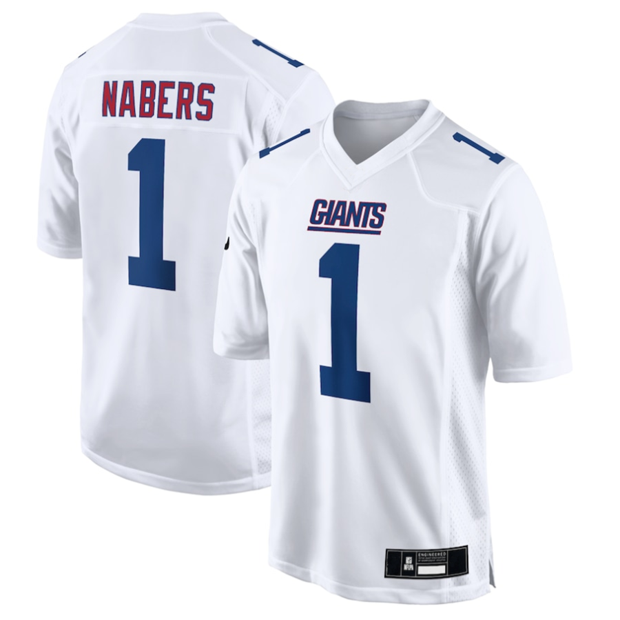 Punc NY. Giants Tundra #1 Malik Nabers Player White Fashion Stitched Jerseys