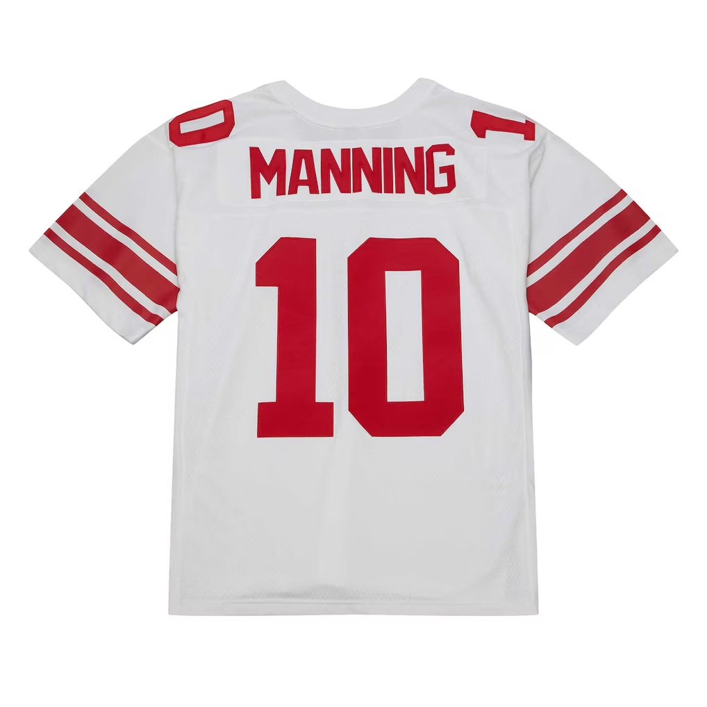 Punc NY.Giants #10 Eli Manning Mitchell & Ness White Legacy Replica Stitched Puhic Jersey