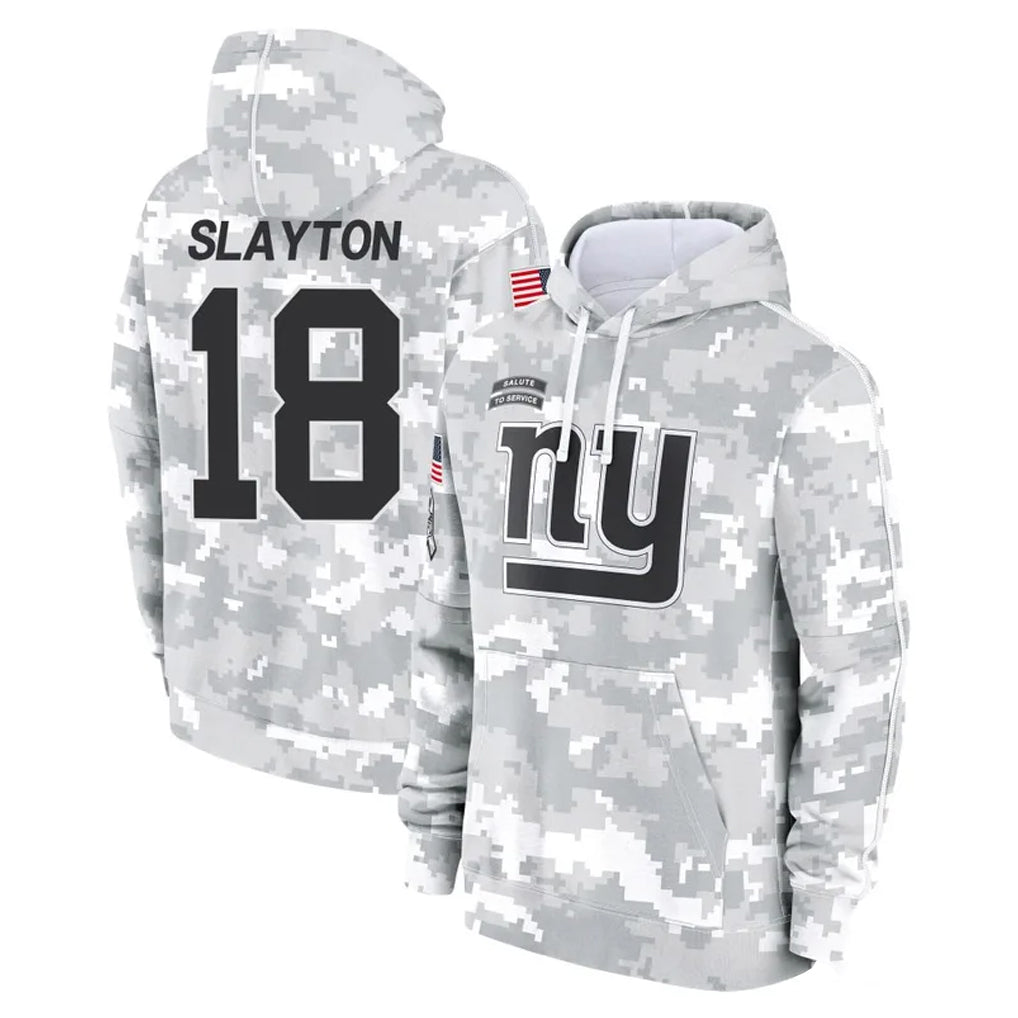 Punc NY.Giants #18 Darius Slayton Player Arctic Camo Salute to Service Pullover Hoodies Limited Game Stitched Jerseys