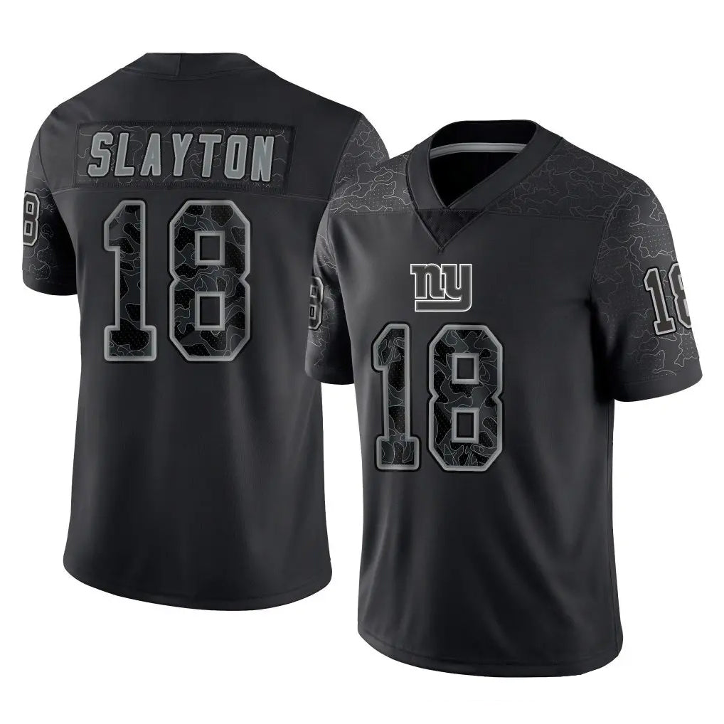 Punc NY.Giants #18 Darius Slayton Player Black Limited Reflective Home Game Stitched Jerseys