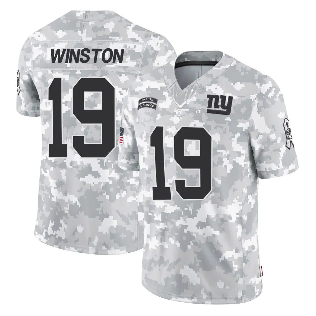 Punc NY.Giants #19 Jameis Winston Player Arctic Camo Salute To Service Limited Game Stitched Jerseys