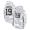 Punc NY.Giants #19 Jameis Winston Player Arctic Camo Salute to Service Pullover Hoodies Limited Game Stitched Jerseys