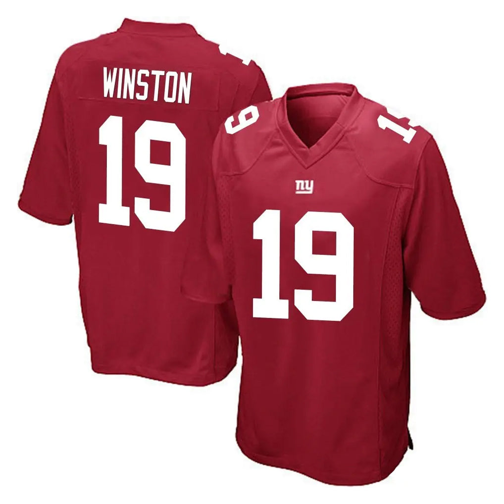Punc NY.Giants #19 Jameis Winston Player Red Home Game Stitched Jerseys