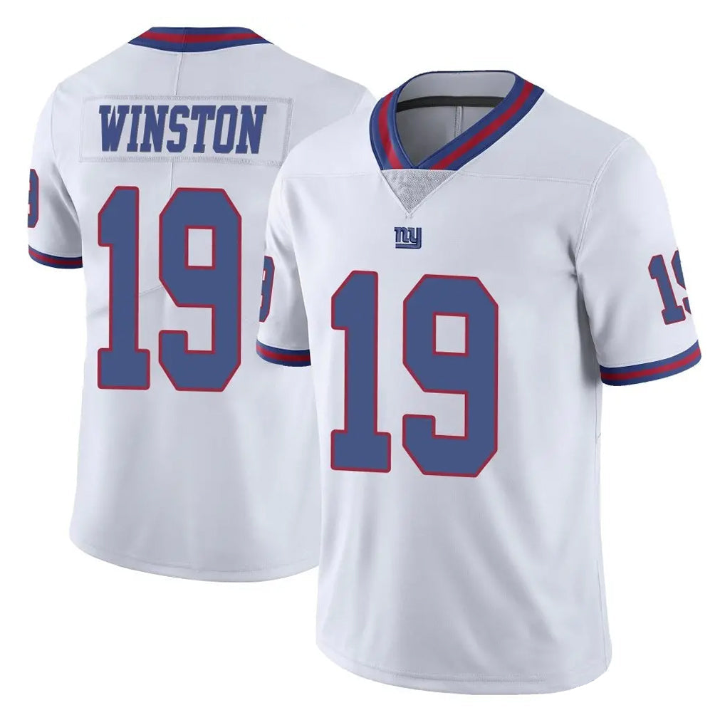 Punc NY.Giants #19 Jameis Winston Player White Color Rush Home Game Stitched Jerseys