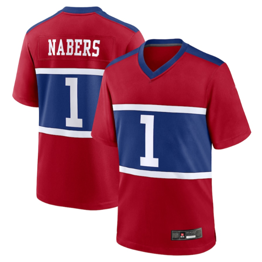 Punc NY.Giants #1 Malik Nabers Century Red Alternate Game Stitched Jerseys