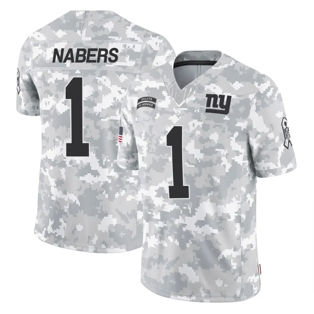 Punc NY.Giants #1 Malik Nabers Player Arctic Camo Salute To Service Limited Game Stitched Jerseys