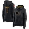 Punc NY.Giants #1 Malik Nabers Player Black Salute to Service Hoodies Stitched Jerseys
