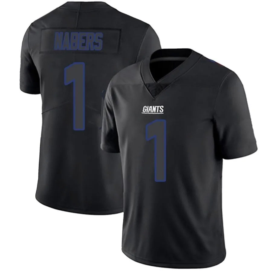 Punc NY.Giants #1 Malik Nabers Player Limited Black Impact Stitched Jerseys