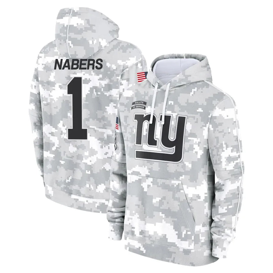 Punc NY.Giants #1 Malik Nabers Player Salute to Service Hoodies Stitched Jerseys