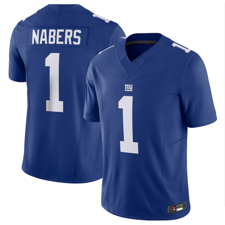 Punc NY.Giants #1 Malik Nabers Royal Vapor F.U.S.E. Limited American Stitched Stitched Jersey
