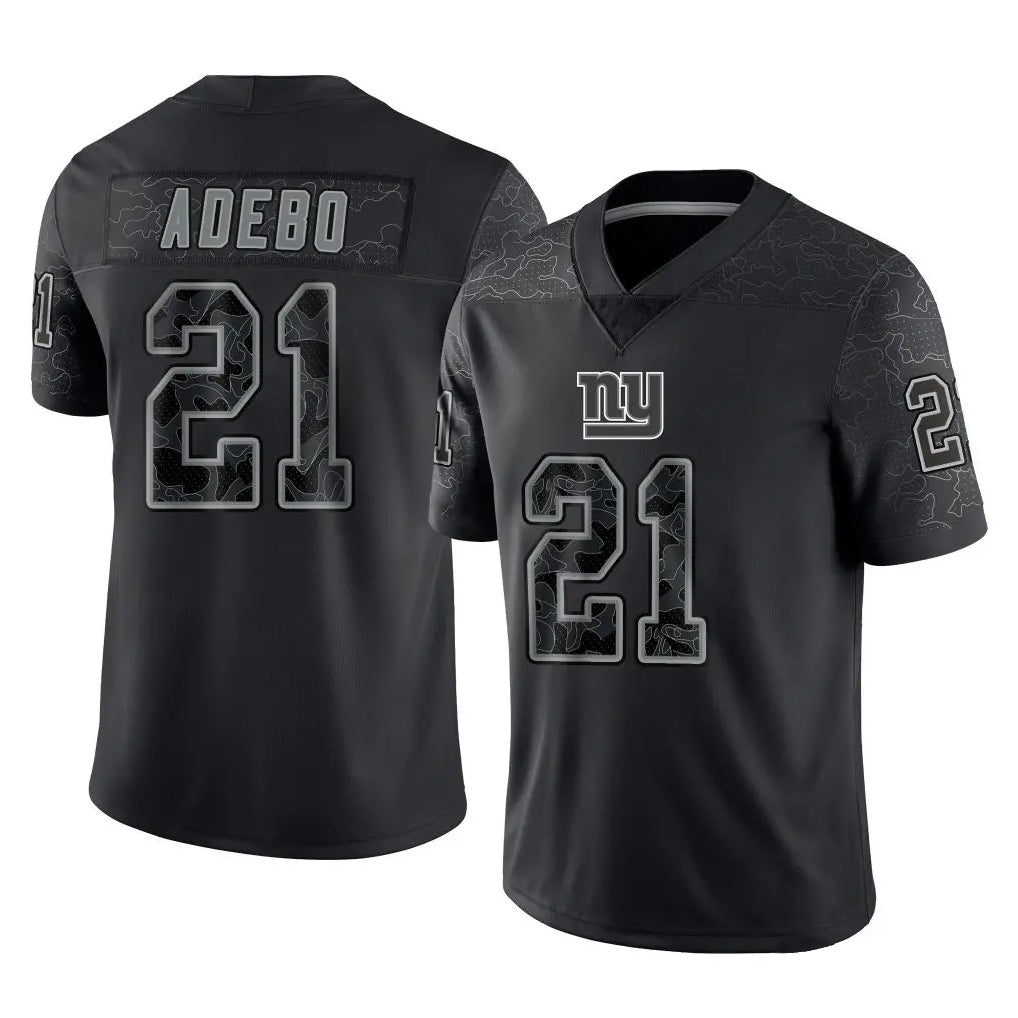 Punc NY.Giants #21 Paulson Adebo Player Black Limited Reflective Home Game Stitched Jerseys