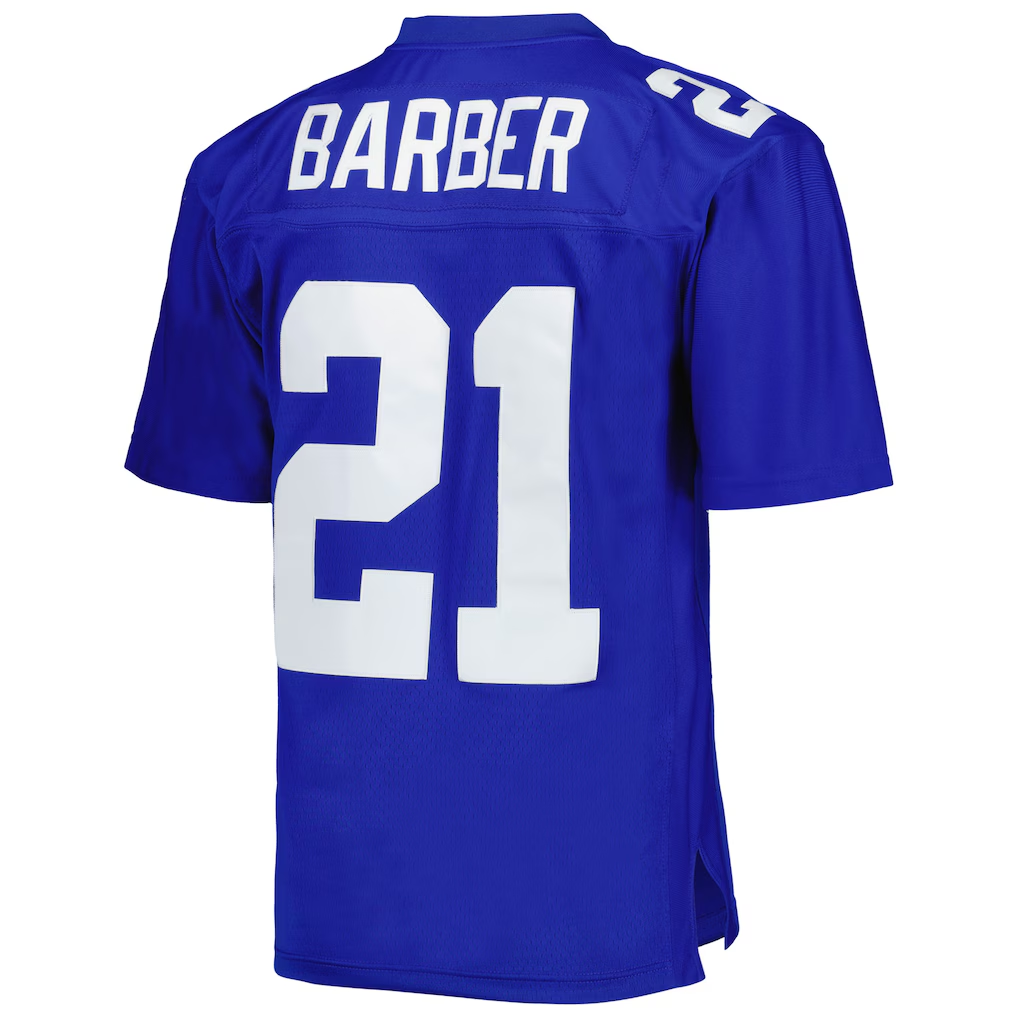Punc NY.Giants #21 Tiki Barber Mitchell & Ness Royal Legacy Replica Stitched Puhic Jersey