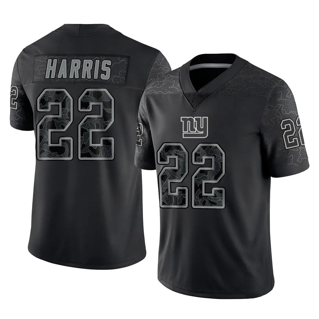 Punc NY.Giants #22 Najee Harris Player Black Limited Reflective Home Game Stitched Jerseys