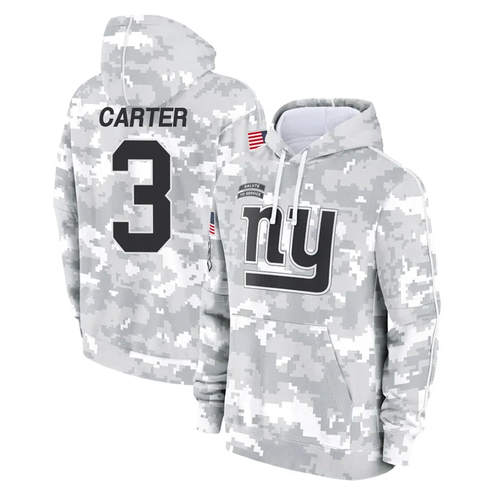 Punc NY.Giants #3 Abdul Carter Player Arctic Camo Salute to Service Pullover Hoodies Limited Game Stitched Jerseys
