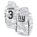 Punc NY.Giants #3 Abdul Carter Player Arctic Camo Salute to Service Pullover Hoodies Limited Game Stitched Jerseys