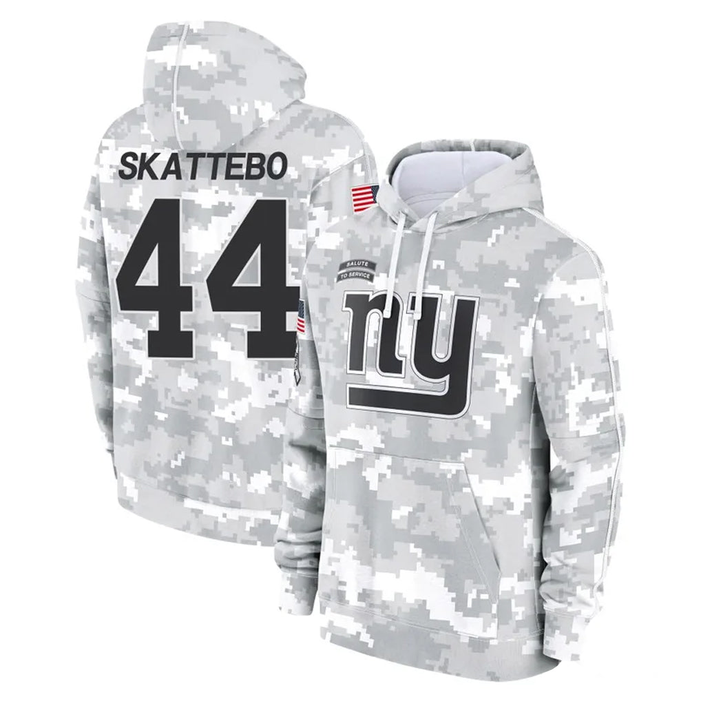 Punc NY.Giants #44 Cam Skattebo Player Arctic Camo Salute to Service Pullover Hoodies Limited Game Stitched Jerseys