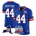 Punc NY.Giants #44 Cam Skattebo Player Royal 100th Season & State Patch Vapor Limited Home Game Stitched Jerseys
