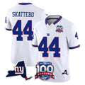 Punc NY.Giants #44 Cam Skattebo Player White 100th Season & State Patch Vapor Limited Home Game Stitched Jerseys