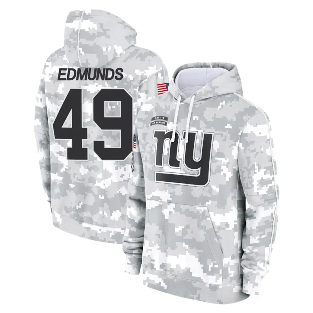 Punc NY.Giants #49 Tremaine Edmunds Player Arctic Camo Salute to Service Pullover Hoodies Limited Game Stitched Jerseys
