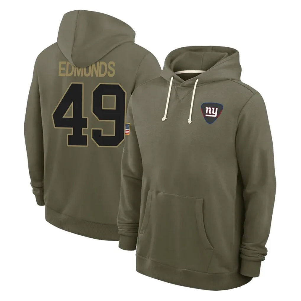 Punc NY.Giants #49 Tremaine Edmunds Player Olive Salute to Service Pullover Hoodies Limited Stitched Jerseys