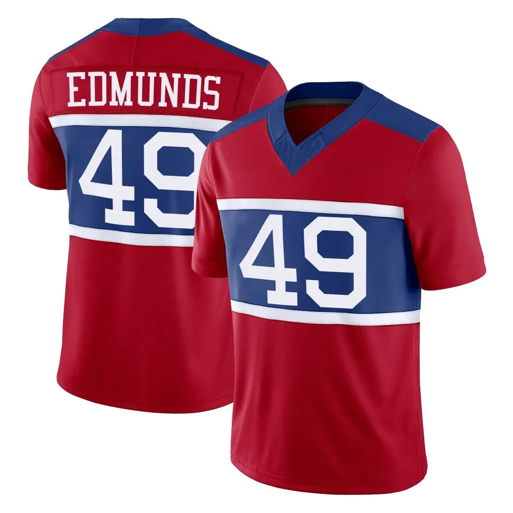 Punc NY.Giants #49 Tremaine Edmunds Player Red Century Vapor F.U.S.E. Home Game Stitched Jerseys