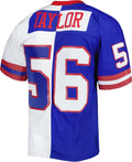 Punc NY.Giants #56 Lawrence Taylor Mitchell & Ness Royal-White Split Legacy Replica Stitched Jerseys