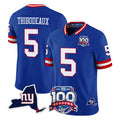 Punc NY.Giants #5 Kayvon Thibodeaux Player Royal 100th Season & State Patch Vapor Limited Home Game Stitched Jerseys