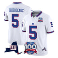 Punc NY.Giants #5 Kayvon Thibodeaux Player White 100th Season & State Patch Vapor Limited Home Game Stitched Jerseys