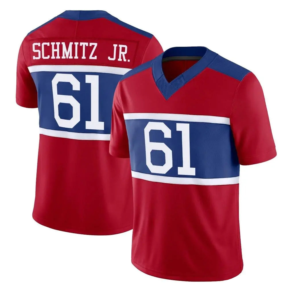 Punc NY.Giants #61 John Michael Schmitz Jr. Player Red Century Vapor F.U.S.E. Home Game Stitched Jerseys