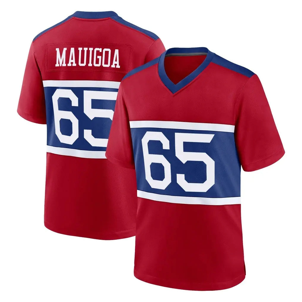 Punc NY.Giants #65 Francis Mauigoa Player Red Century Home Game Stitched Jerseys