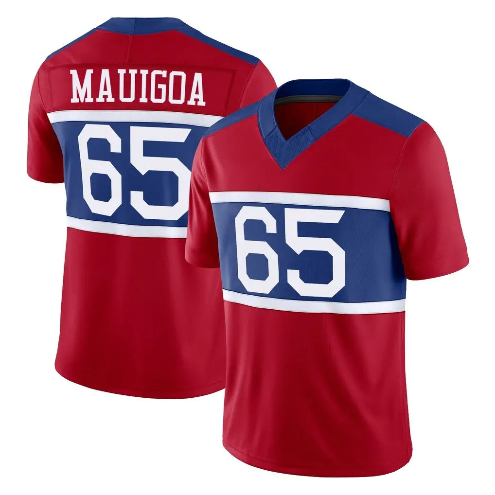 Punc NY.Giants #65 Francis Mauigoa Player Red Century Vapor F.U.S.E. Home Game Stitched Jerseys