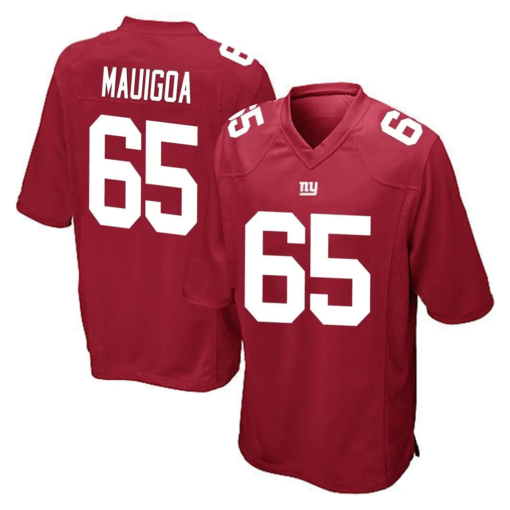 Punc NY.Giants #65 Francis Mauigoa Player Red Home Game Stitched Jerseys