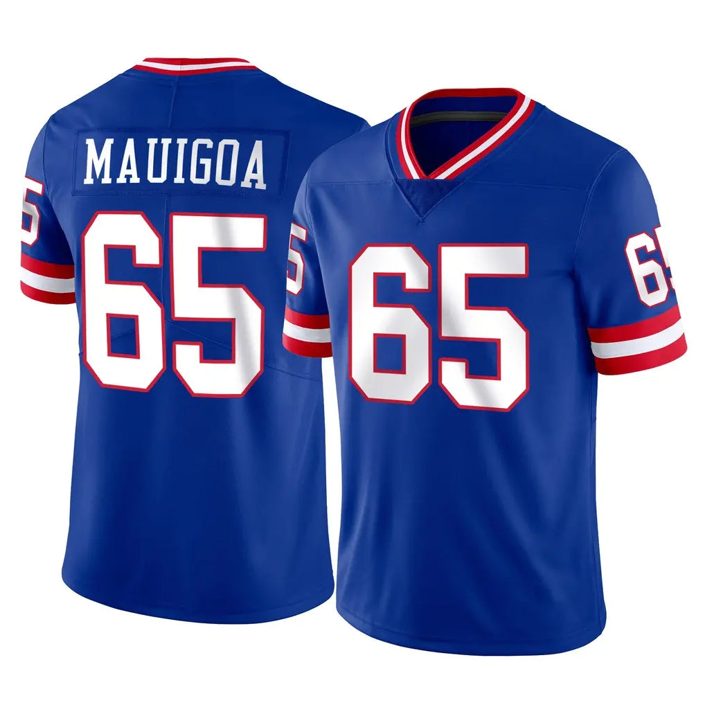 Punc NY.Giants #65 Francis Mauigoa Player Royal Classic Vapor Home Game Stitched Jerseys