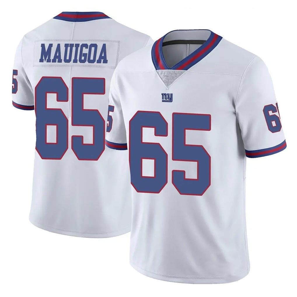 Punc NY.Giants #65 Francis Mauigoa Player White Color Rush Home Game Stitched Jerseys