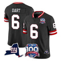 Punc NY.Giants #6 Jaxson Dart Player Black 100th Season & State Patch Vapor Limited Home Game Stitched Jerseys
