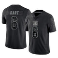 Punc NY.Giants #6 Jaxson Dart Player Black Limited Reflective Home Game Stitched Jerseys