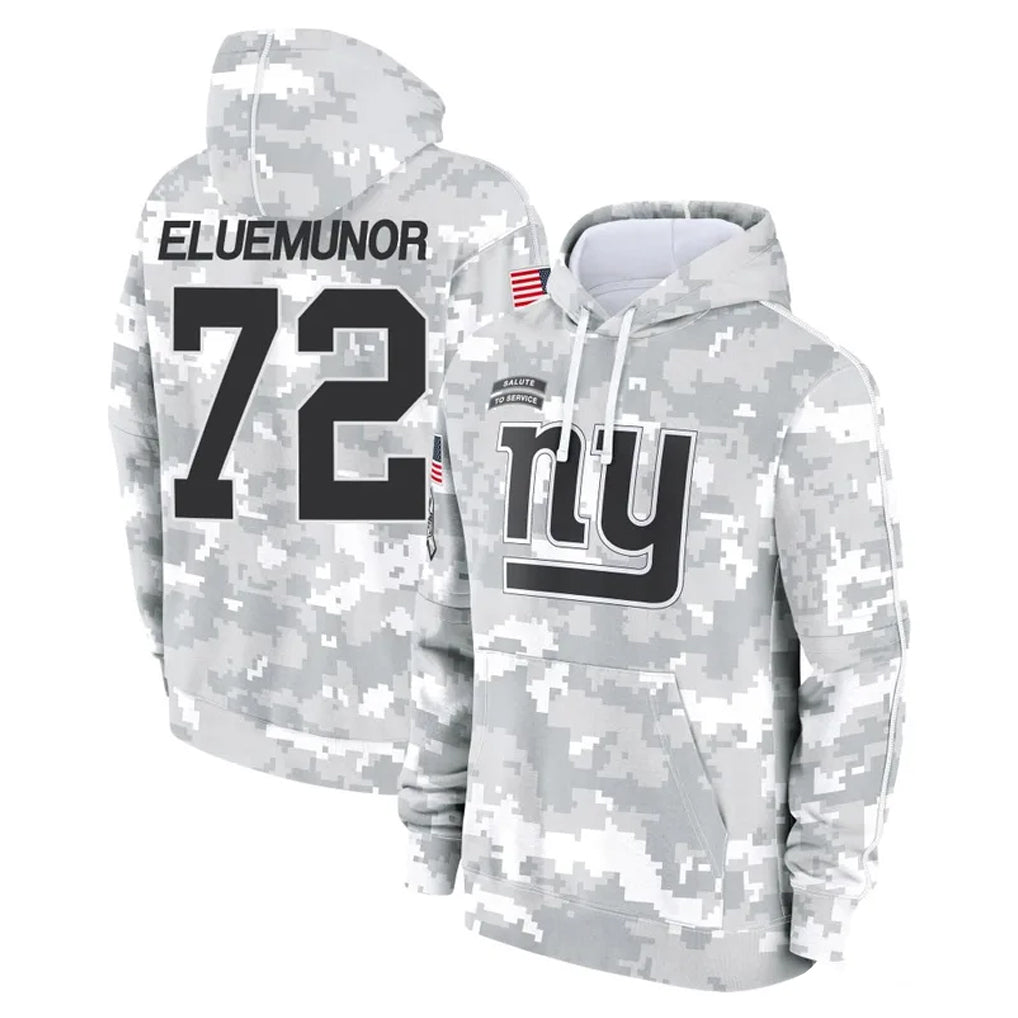 Punc NY.Giants #72 Jermaine Eluemunor Player Arctic Camo Salute to Service Pullover Hoodies Limited Game Stitched Jerseys