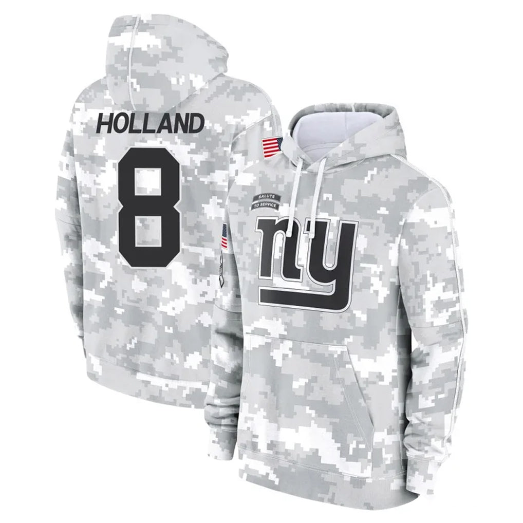 Punc NY.Giants #8 Jevon Holland Player Arctic Camo Salute to Service Pullover Hoodies Limited Game Stitched Jerseys