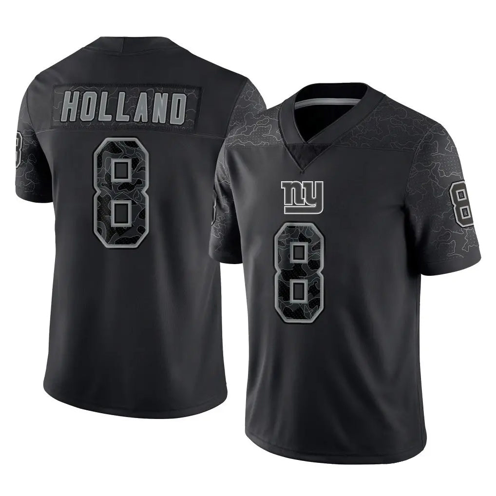 Punc NY.Giants #8 Jevon Holland Player Black Limited Reflective Home Game Stitched Jerseys