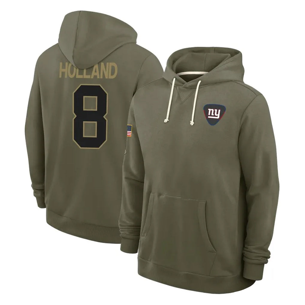 Punc NY.Giants #8 Jevon Holland Player Olive Salute to Service Pullover Hoodies Limited Stitched Jerseys