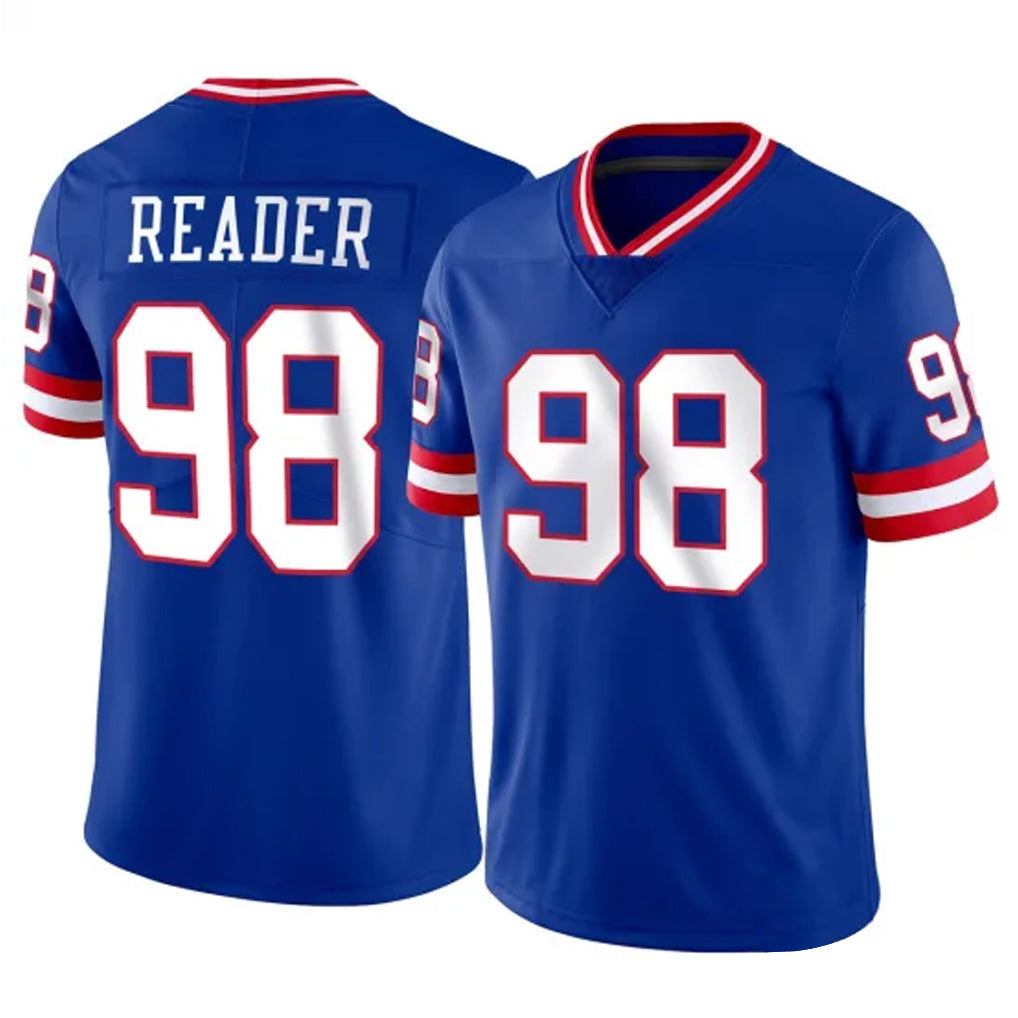 Punc NY.Giants #98 DJ Reader Player Royal Classic Vapor Home Game Stitched Jerseys