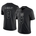Punc NY.Giants #9 Lsaiah Likely Player Black Limited Reflective Home Game Stitched Jerseys