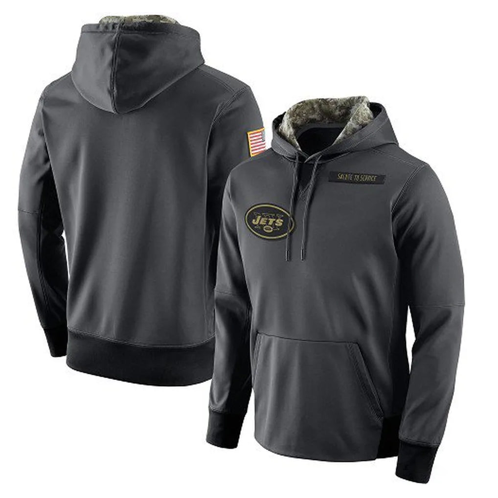 Punc NY.Jets Gray Pullover Hoodies Limited Game Blank Player Stitched Jerseys