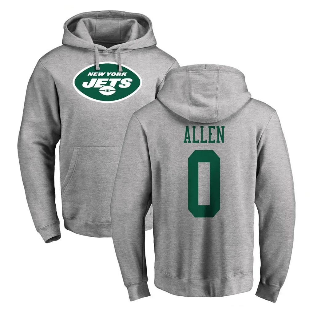 Punc NY.Jets #0 Braelon Allen Player Gray LOGO Pullover Hoodies Limited Game Stitched Jerseys