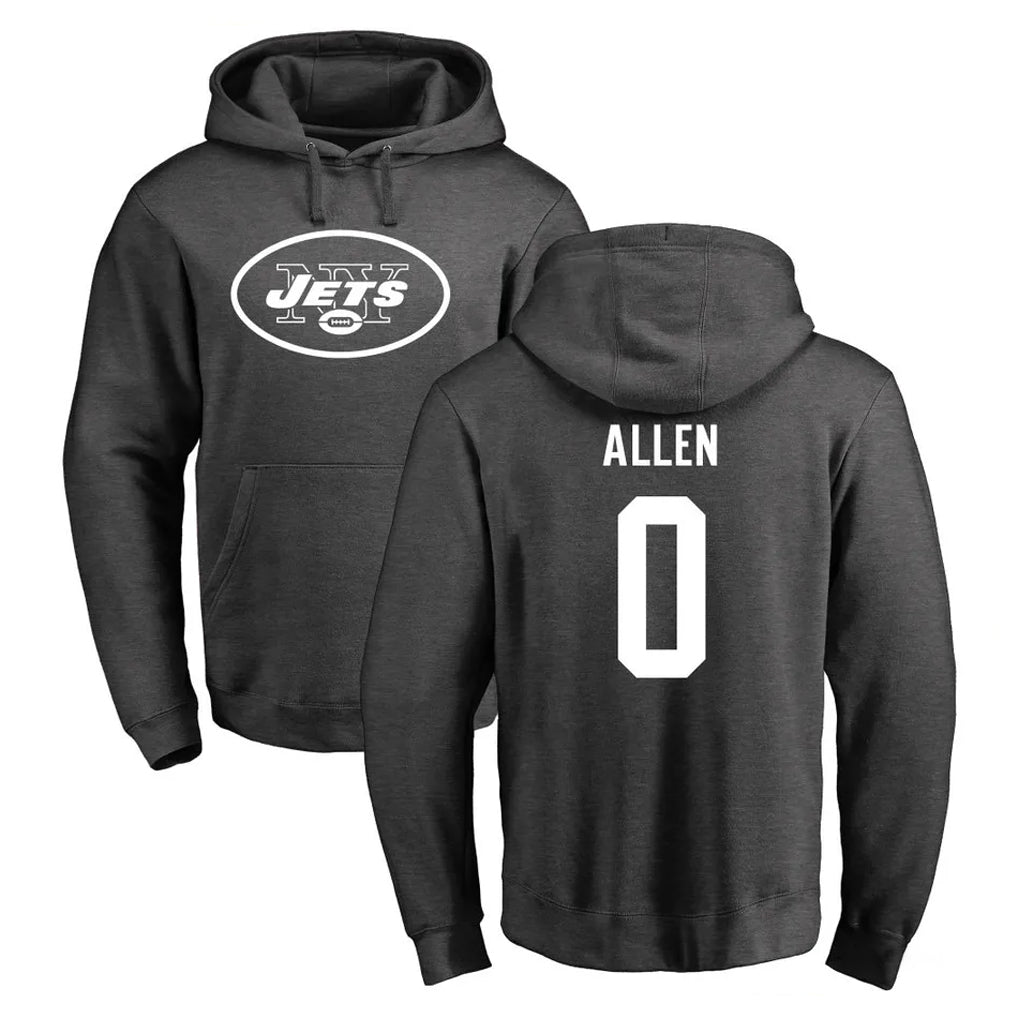 Punc NY.Jets #0 Braelon Allen Player Gray Pullover Hoodies Limited Game Stitched Jerseys